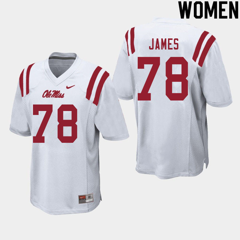 Jeremy James Ole Miss Rebels NCAA Women's White #78 Stitched Limited College Football Jersey JAZ0858VA